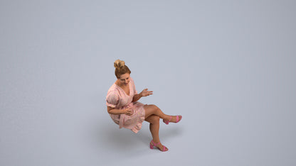 realistic 3D people woman casual sitting, render-ready for V-Ray and Corona, FBX OBJ, back view render
