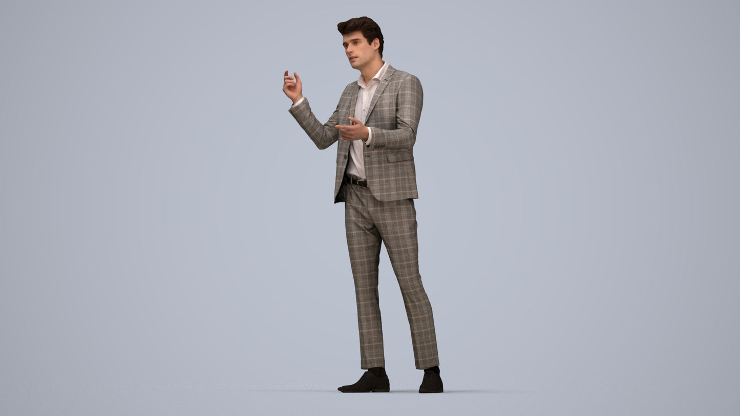 scanned 3D man business, photogrammetry people for Enscape and V-Ray, top-down view render