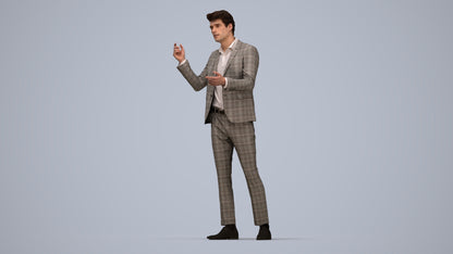 scanned 3D man business, photogrammetry people for Enscape and V-Ray, top-down view render