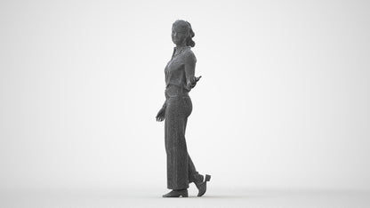 3D scanned woman walking casual, photorealistic archviz people for Enscape and SketchUp, square thumbnail