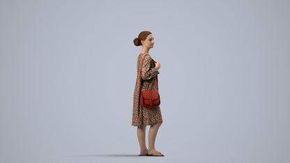 3D human model girl casual kids, photogrammetry scanned person for archviz, side view render