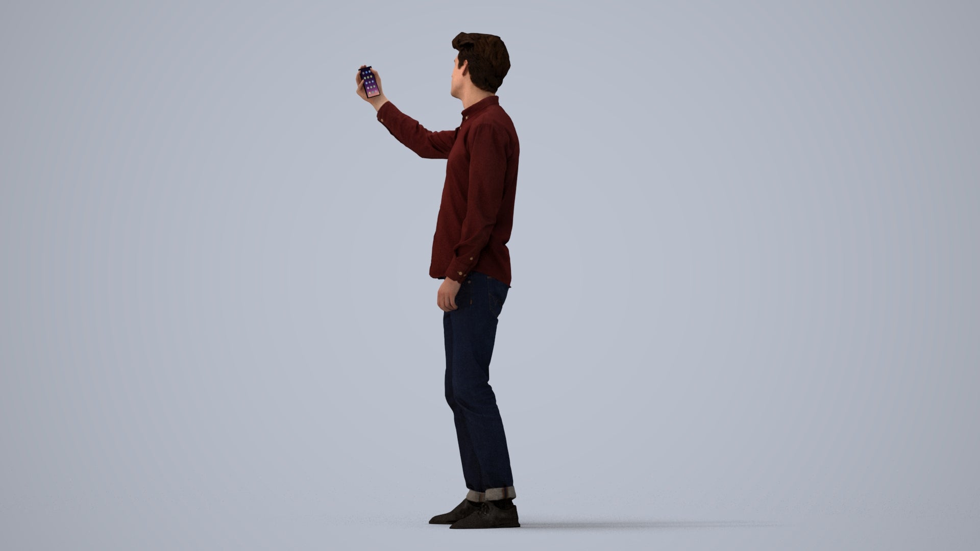 scanned 3D man casual standing, photogrammetry people for Enscape and V-Ray, three-quarter view render