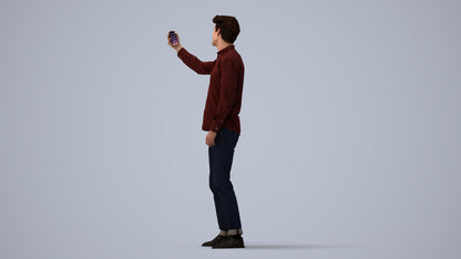 scanned 3D man casual standing, photogrammetry people for Enscape and V-Ray, three-quarter view render