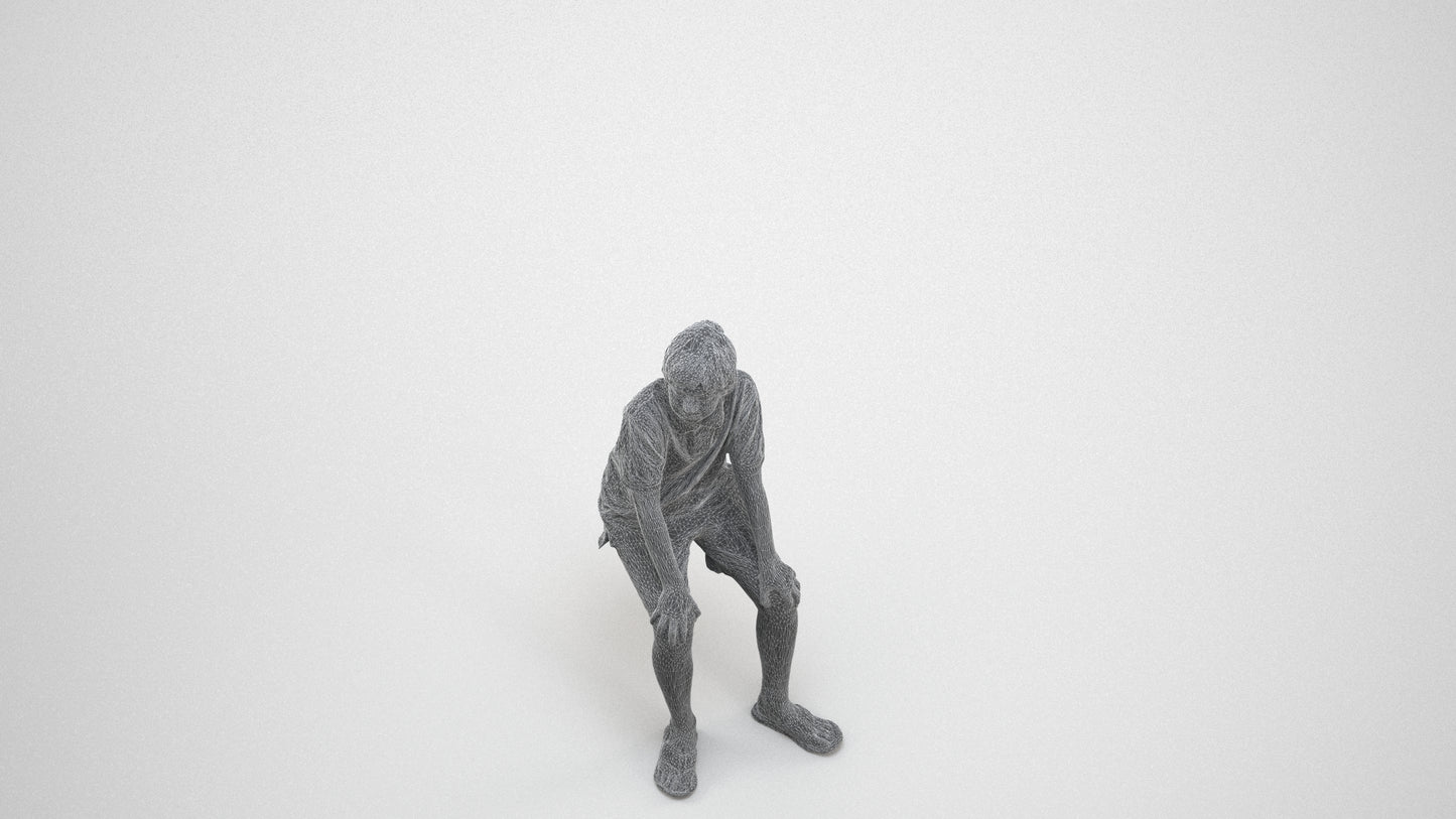 scanned 3D boy kids, photogrammetry people for Enscape and V-Ray, wireframe three-quarter view