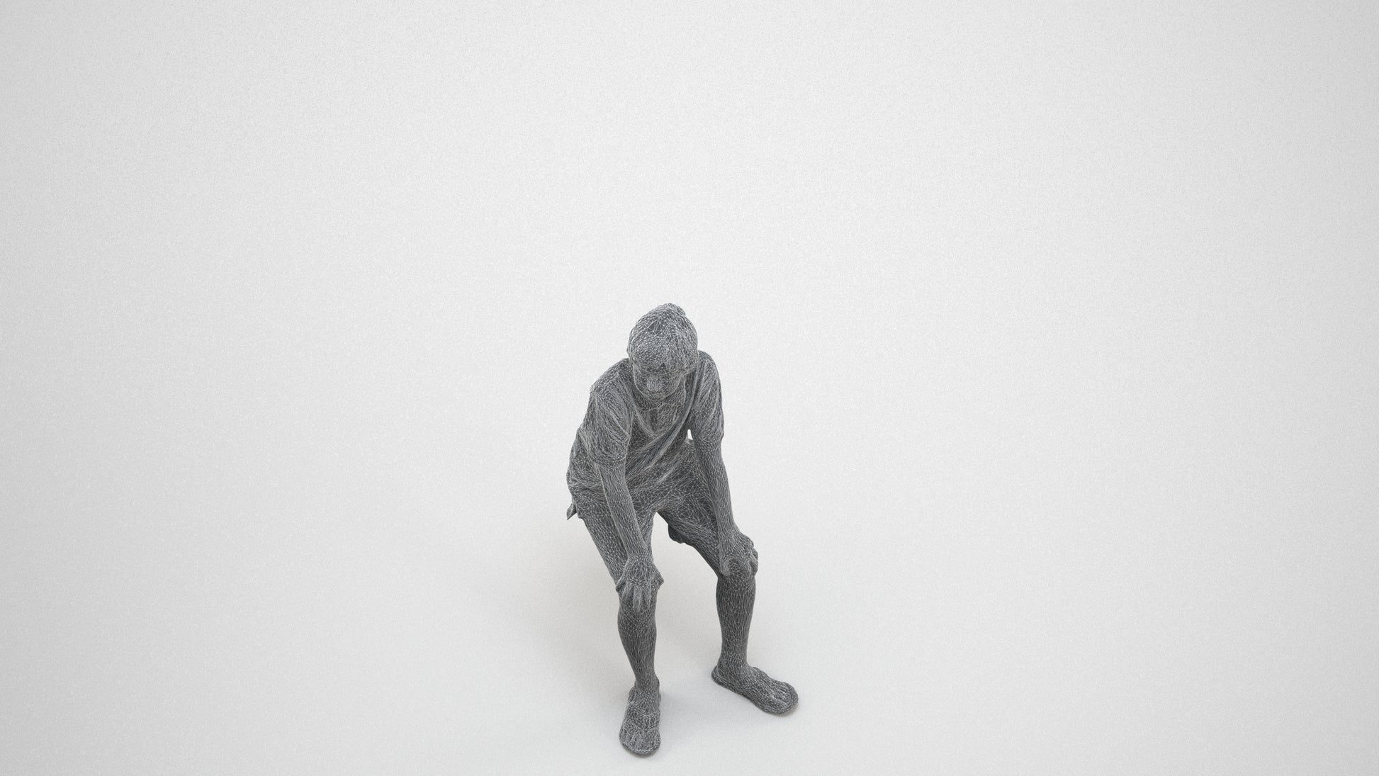 scanned 3D boy kids, photogrammetry people for Enscape and V-Ray, wireframe three-quarter view