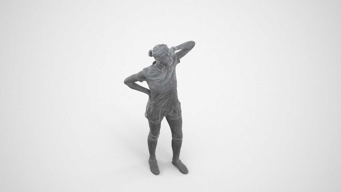 3D scanned woman sport, photorealistic archviz people for Enscape and SketchUp, wireframe three-quarter view