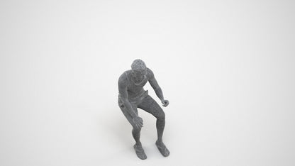 realistic 3D people man casual sitting, render-ready for V-Ray and Corona, FBX OBJ, wireframe three-quarter view