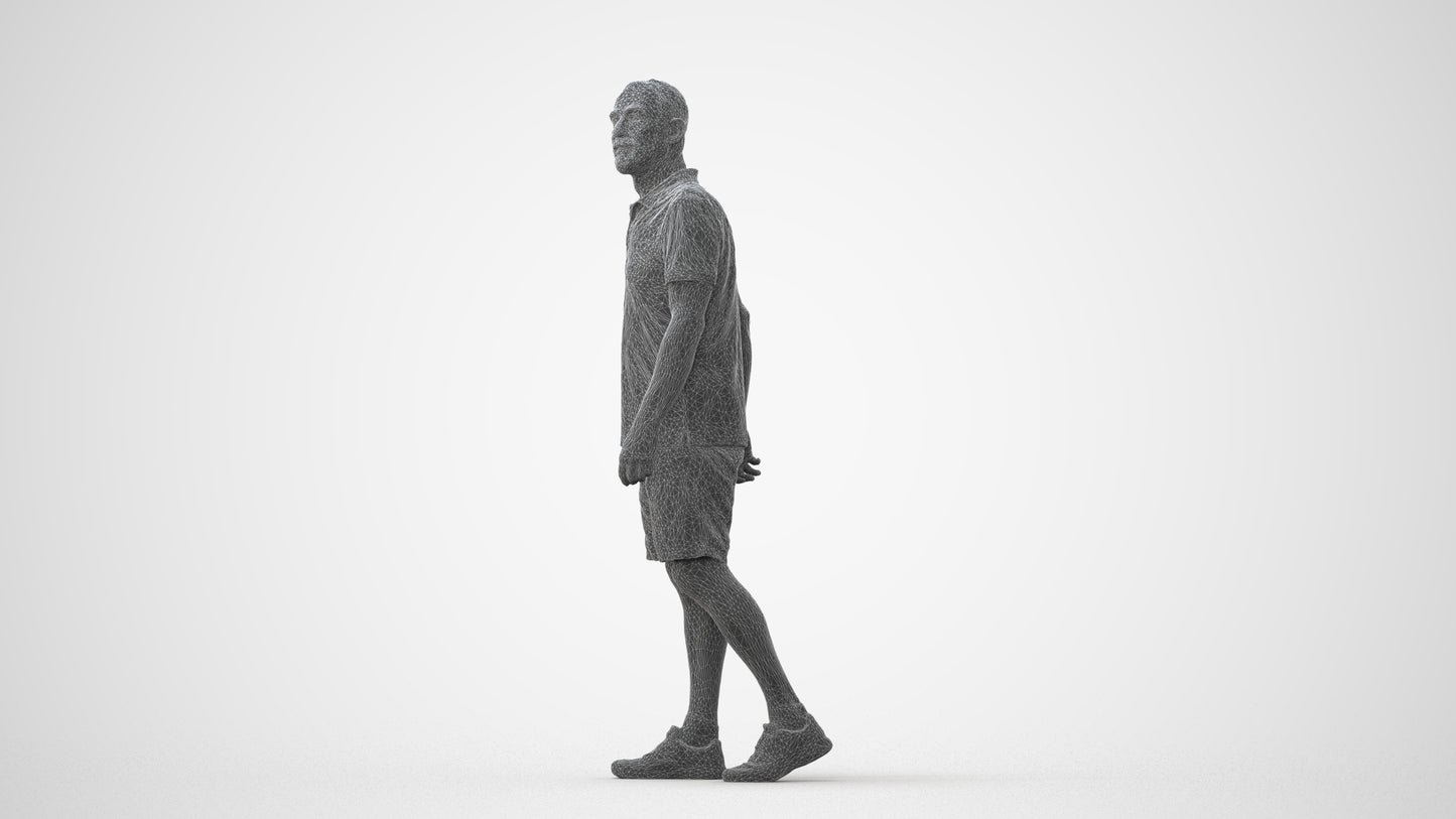 3D human model senior man sport, photogrammetry scanned person for archviz, square thumbnail
