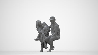 scanned 3D girl kids, photogrammetry people for Enscape and V-Ray, wireframe back view