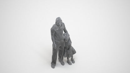 3D human model girl casual kids, photogrammetry scanned person for archviz, wireframe three-quarter view