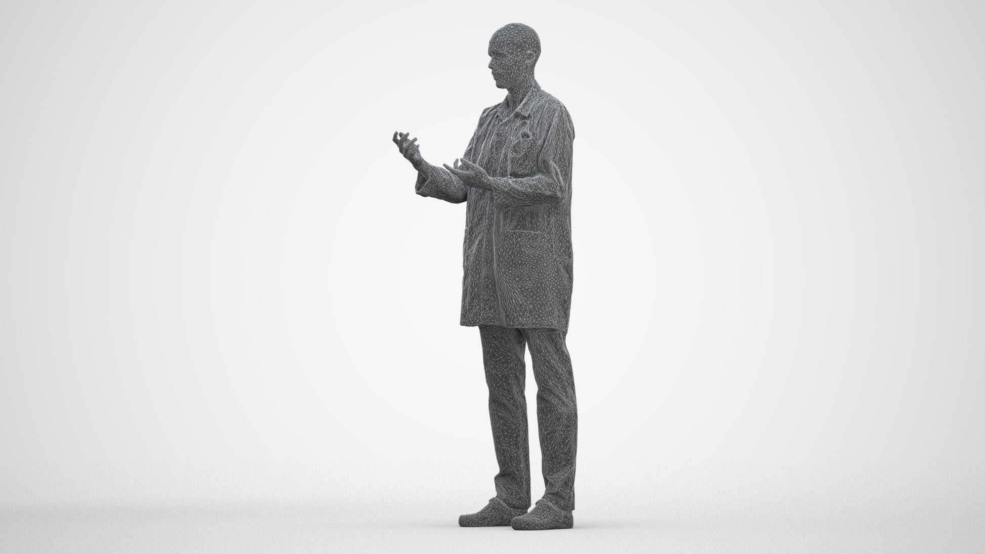 photogrammetry 3D man medical, realistic human model archviz FBX, three-quarter front view render