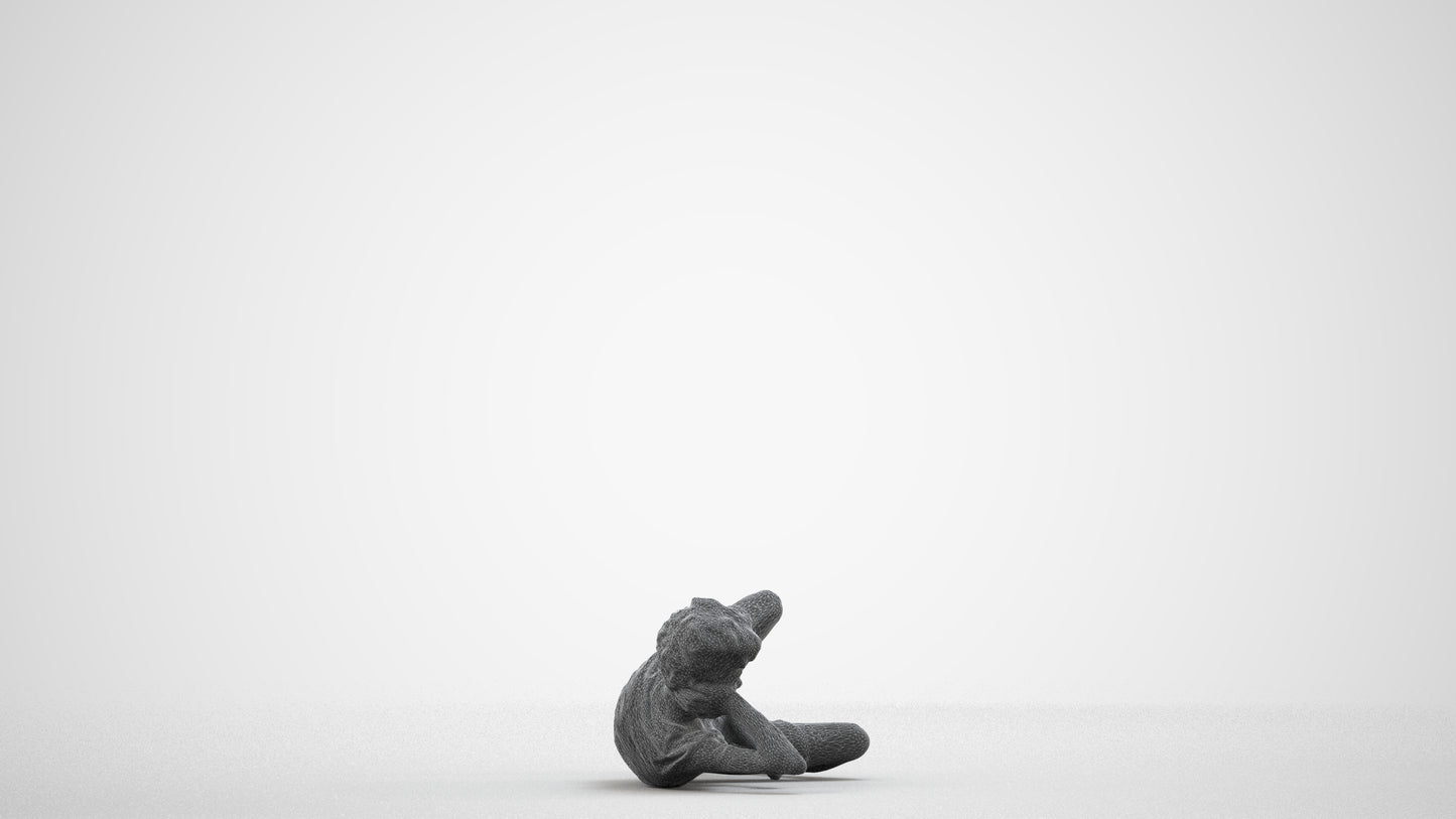 3D people model boy casual kids, scanned human for 3ds Max rendering, wireframe side view