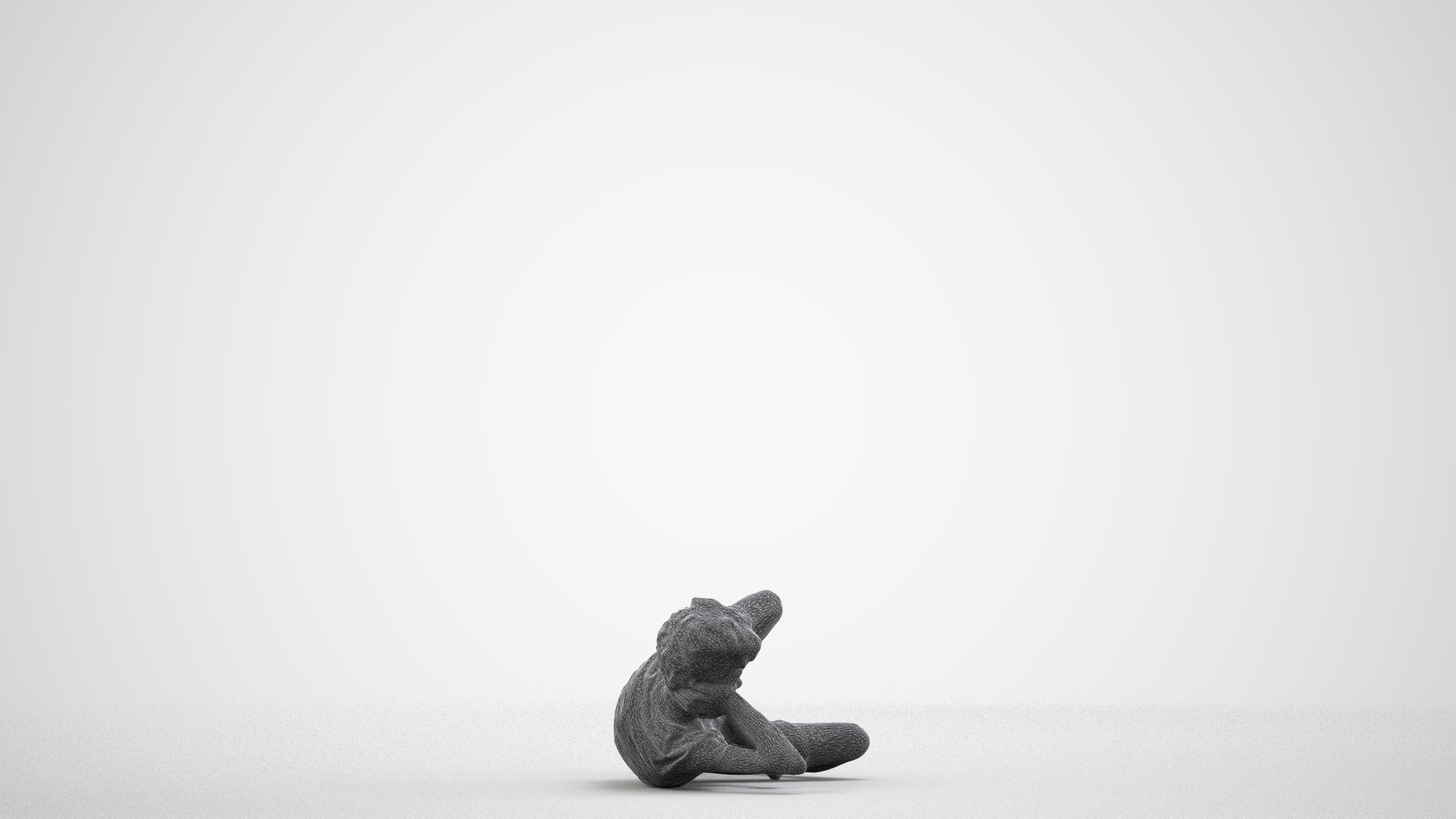 3D people model boy casual kids, scanned human for 3ds Max rendering, wireframe side view