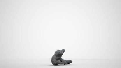 3D people model boy casual kids, scanned human for 3ds Max rendering, wireframe side view