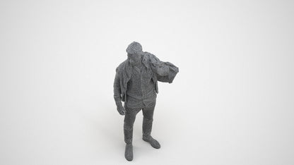 realistic 3D people man casual standing, render-ready for V-Ray and Corona, FBX OBJ, wireframe three-quarter view