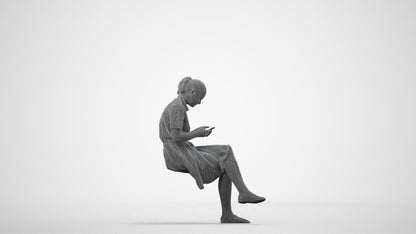 realistic 3D girl mix, scanned archviz people for Blender and 3ds Max, wireframe side view