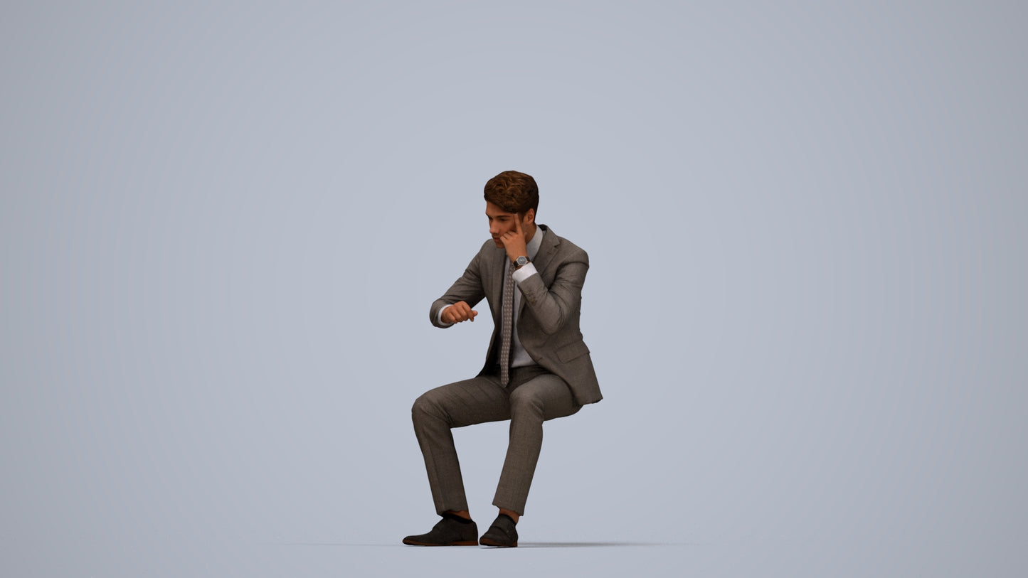 scanned 3D man business, photogrammetry people for Enscape and V-Ray, top-down view render