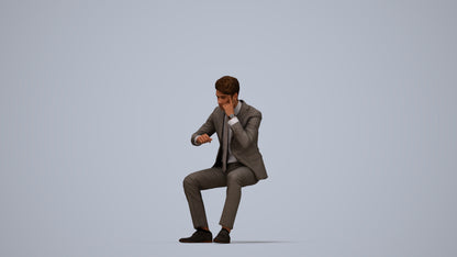 scanned 3D man business, photogrammetry people for Enscape and V-Ray, top-down view render