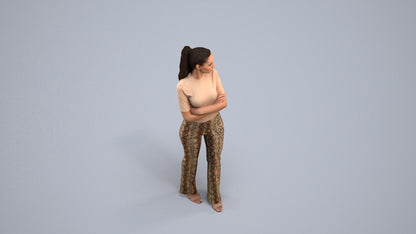 realistic 3D people woman casual standing, render-ready for V-Ray and Corona, FBX OBJ, back view render