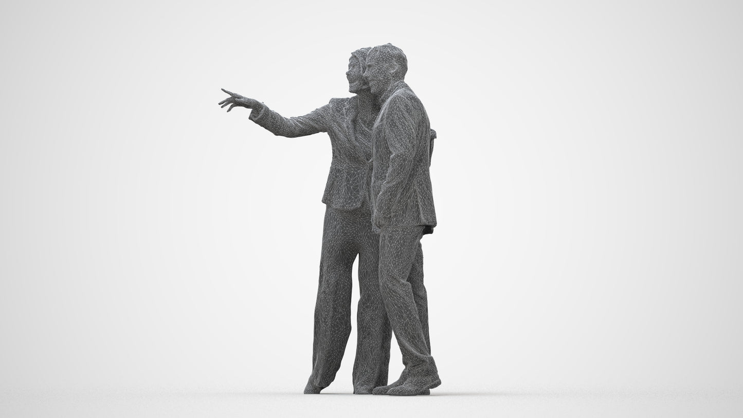 3D people model woman business, scanned human for 3ds Max rendering, wireframe back view