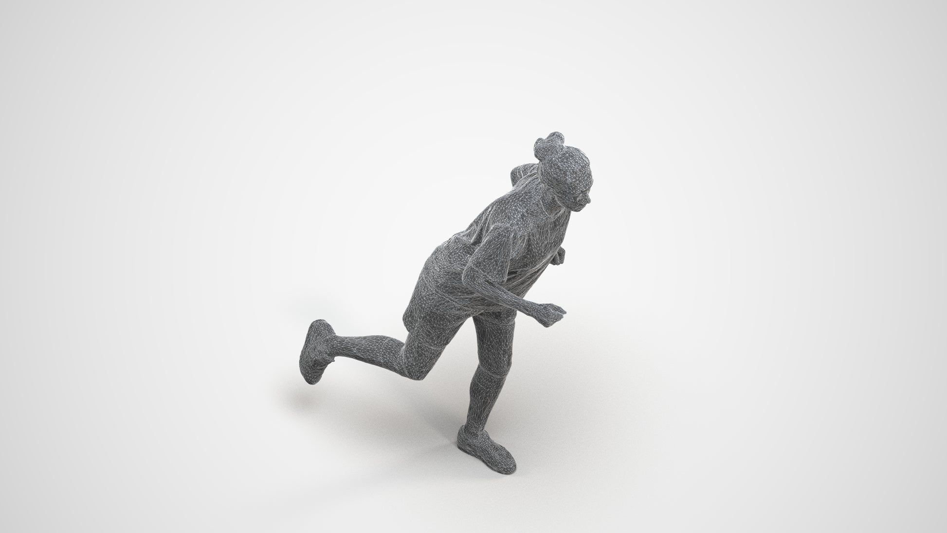 3D scanned woman sport, photorealistic archviz people for Enscape and SketchUp, wireframe three-quarter view