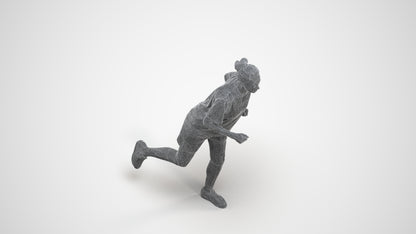 3D scanned woman sport, photorealistic archviz people for Enscape and SketchUp, wireframe three-quarter view
