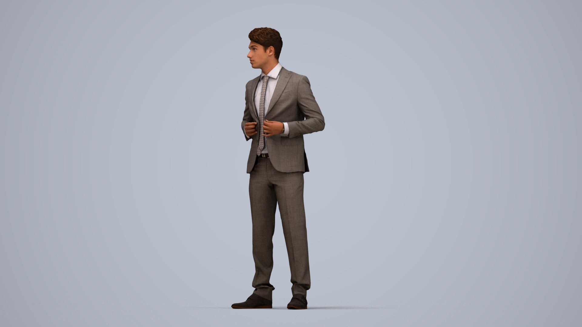 realistic 3D people man business, render-ready for V-Ray and Corona, FBX OBJ, top-down view render