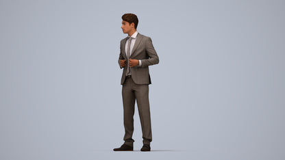 realistic 3D people man business, render-ready for V-Ray and Corona, FBX OBJ, top-down view render