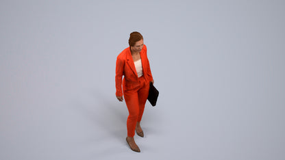3D human model woman business, photogrammetry scanned person for archviz, back view render