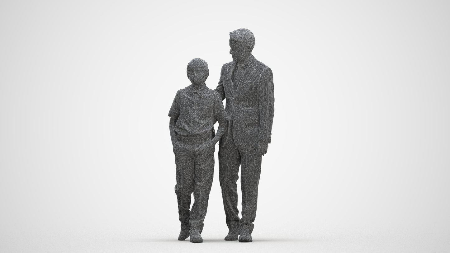 3D people model boy kids, scanned human for 3ds Max rendering, three-quarter front view render