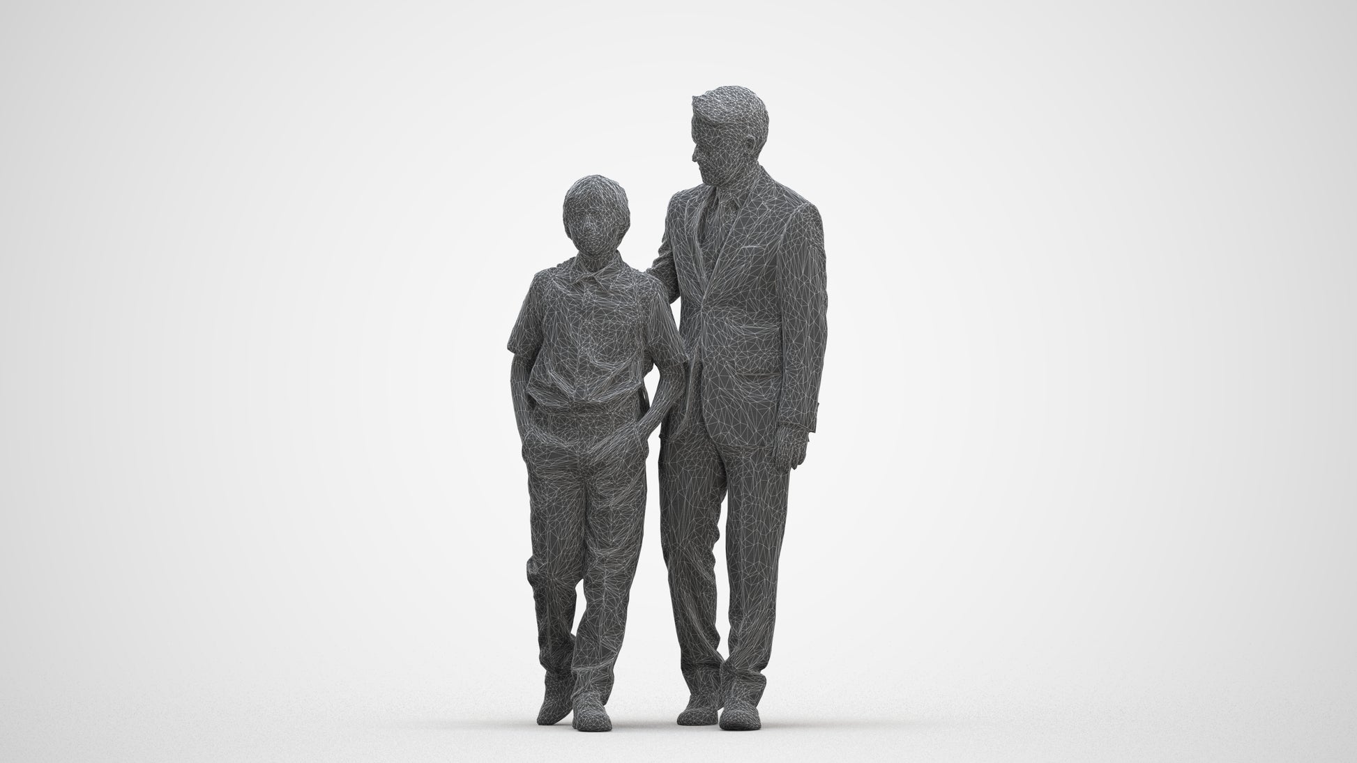 3D people model boy kids, scanned human for 3ds Max rendering, three-quarter front view render