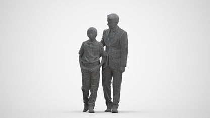 3D people model boy kids, scanned human for 3ds Max rendering, three-quarter front view render