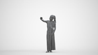 photogrammetry 3D girl casual kids, realistic human model archviz FBX, three-quarter front view render