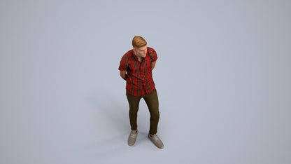 realistic 3D man casual standing, scanned archviz people for Blender and 3ds Max, back view render