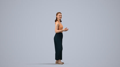 realistic 3D people girl casual kids, render-ready for V-Ray and Corona, FBX OBJ, side view render
