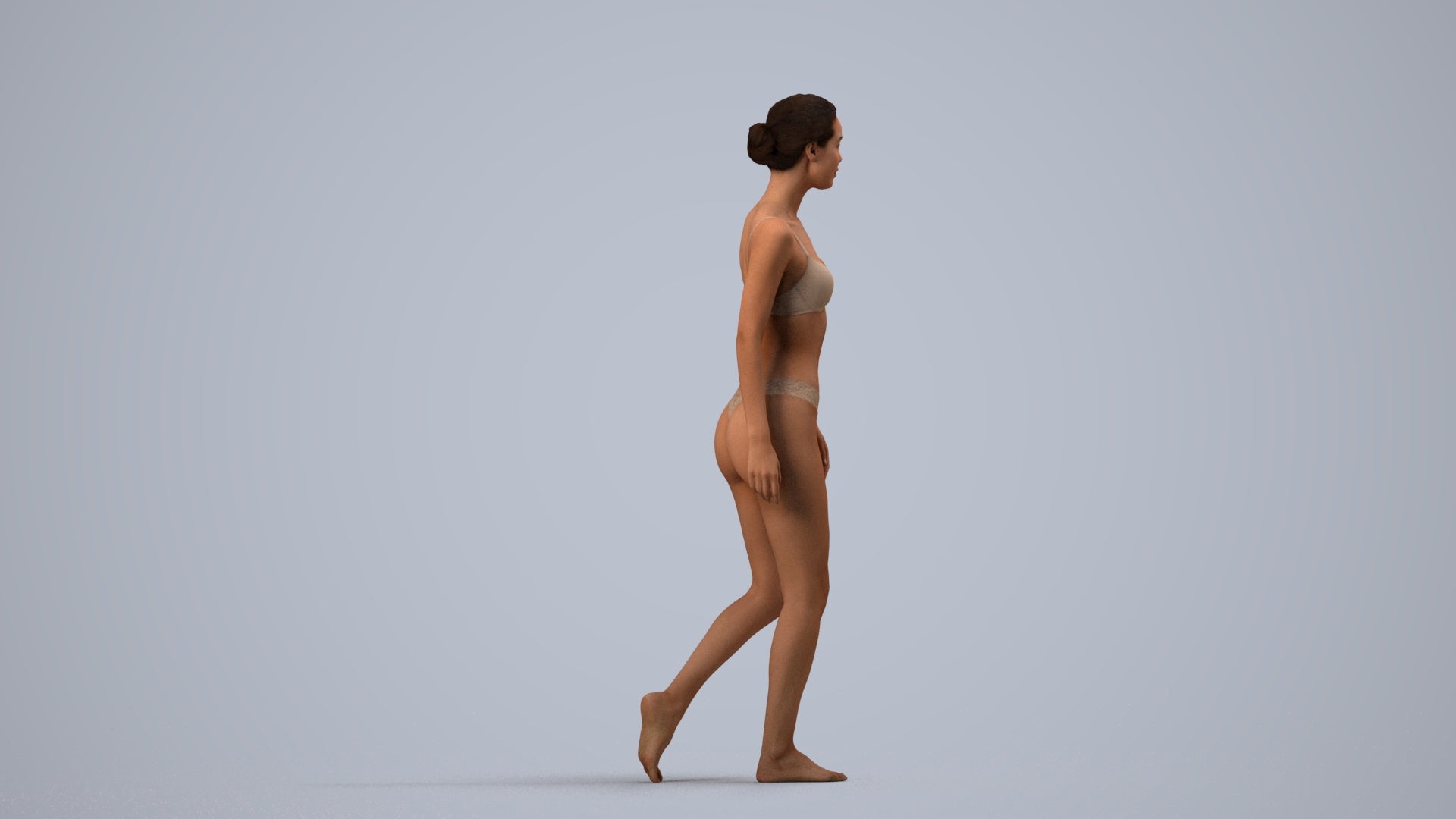 3D scanned woman mix, photorealistic archviz people for Enscape and SketchUp, side view render