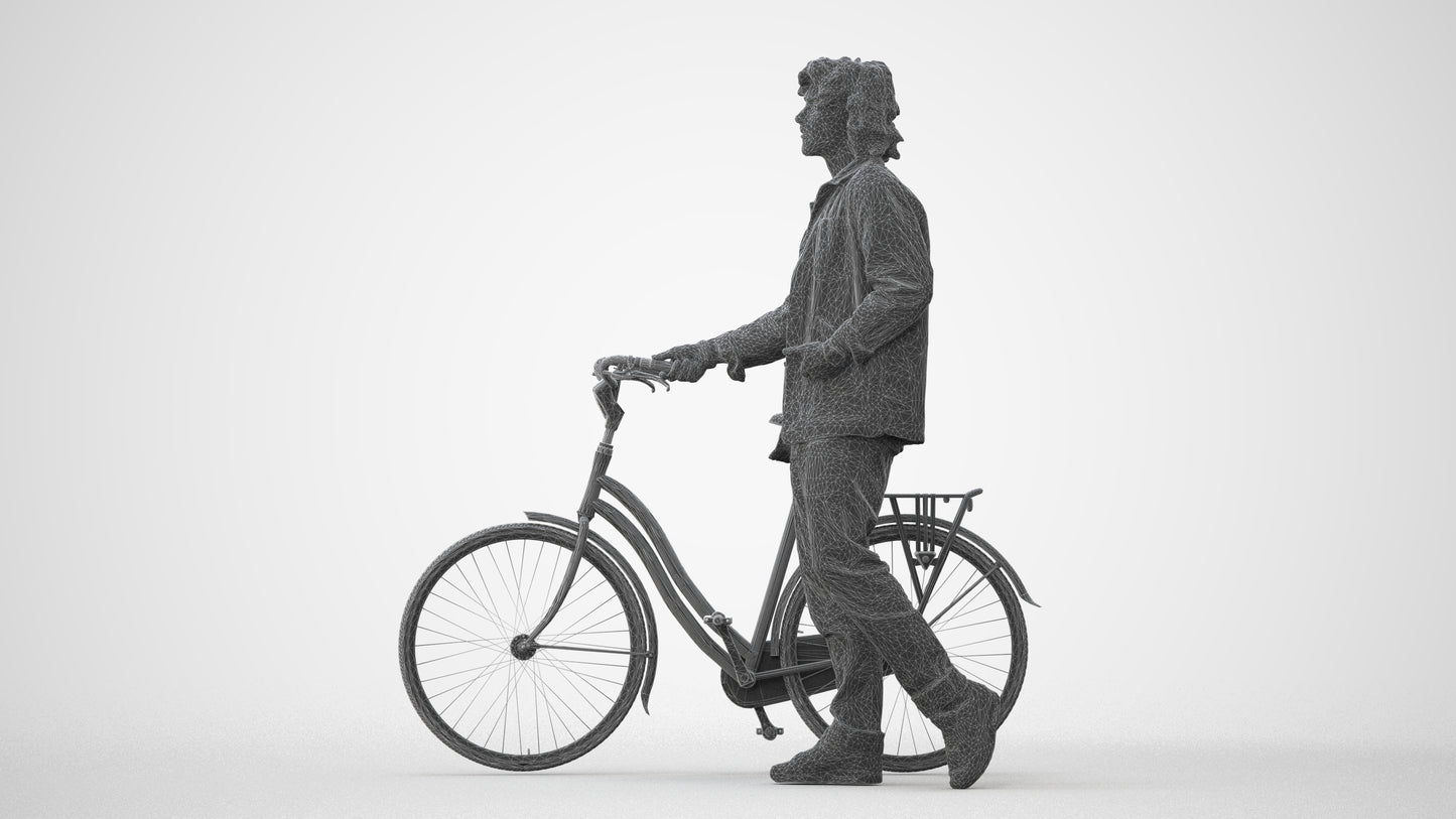 realistic 3D people man casual cycling, render-ready for V-Ray and Corona, FBX OBJ, square thumbnail