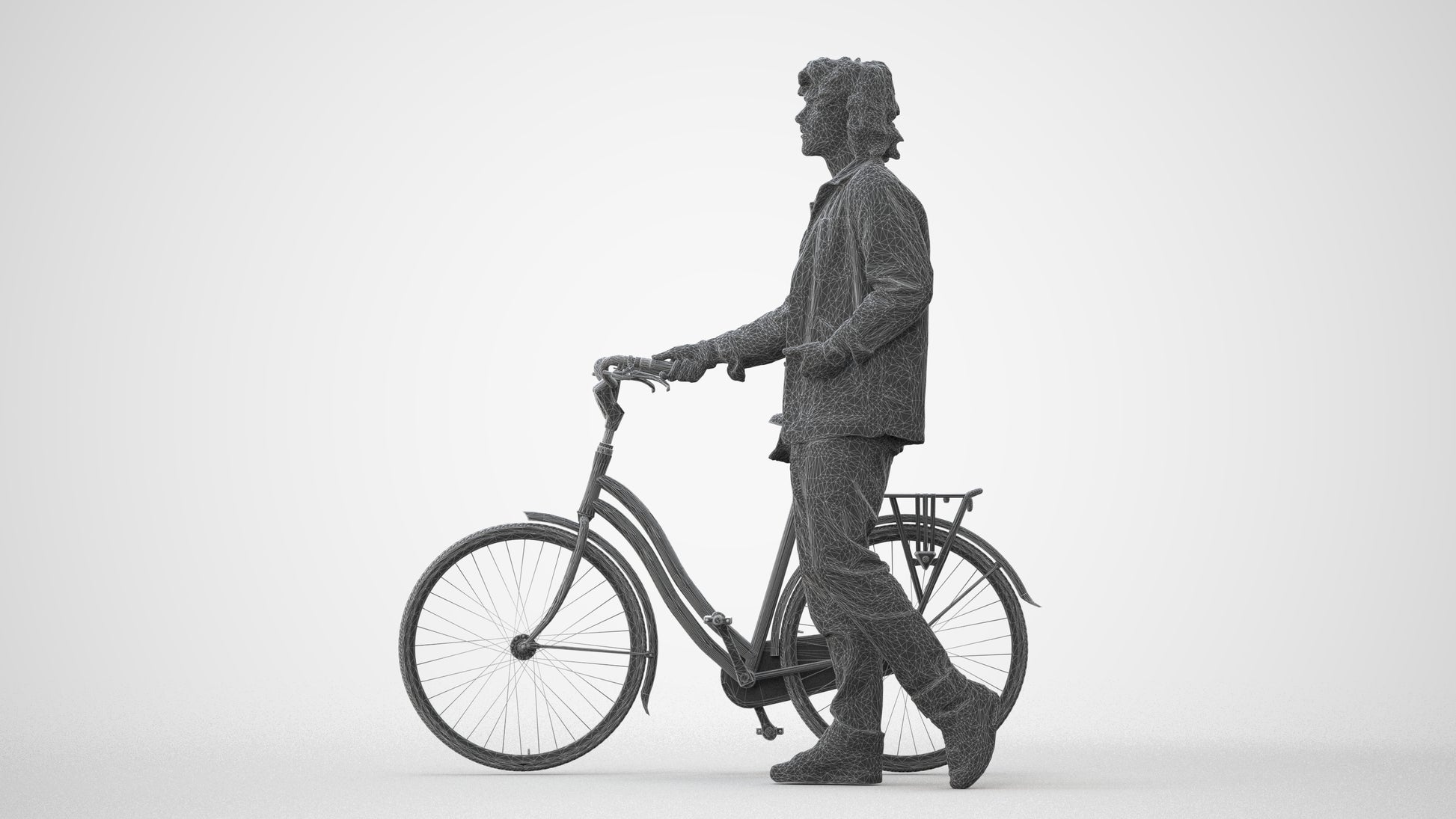 realistic 3D people man casual cycling, render-ready for V-Ray and Corona, FBX OBJ, square thumbnail