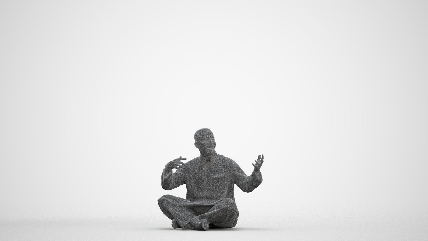 realistic 3D people man sitting, render-ready for V-Ray and Corona, FBX OBJ, three-quarter front view render