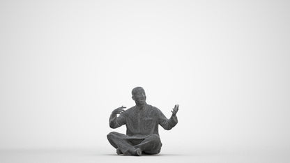 realistic 3D people man sitting, render-ready for V-Ray and Corona, FBX OBJ, three-quarter front view render