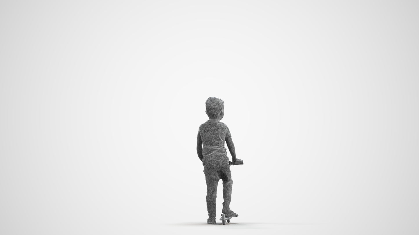 3D people model boy casual kids, scanned human for 3ds Max rendering, wireframe front view
