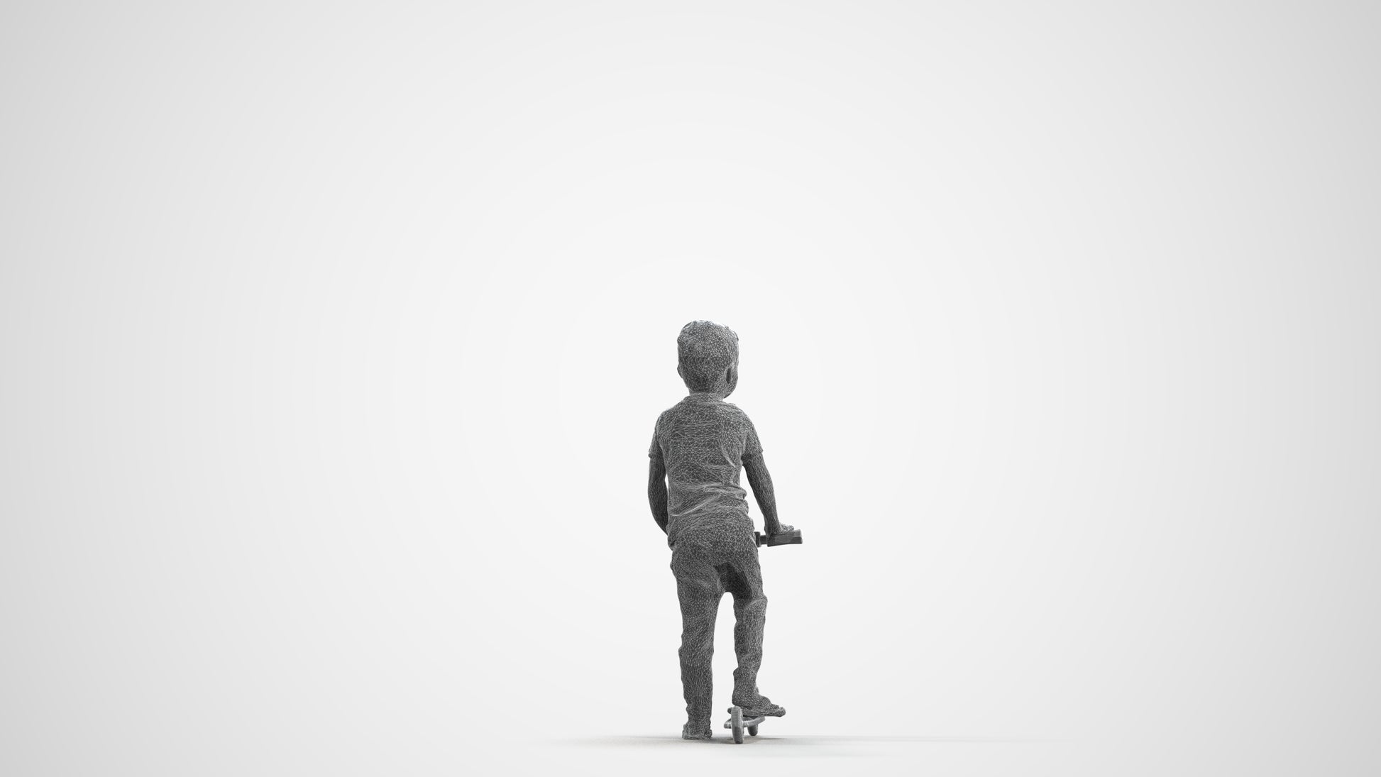 3D people model boy casual kids, scanned human for 3ds Max rendering, wireframe front view