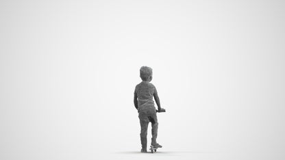 3D people model boy casual kids, scanned human for 3ds Max rendering, wireframe front view