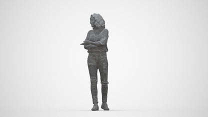 3D people model woman casual walking, scanned human for 3ds Max rendering, wireframe back view
