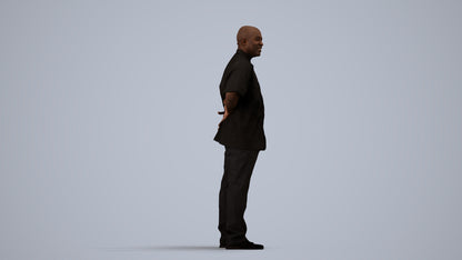 scanned 3D man hospitality, photogrammetry people for Enscape and V-Ray, side view render