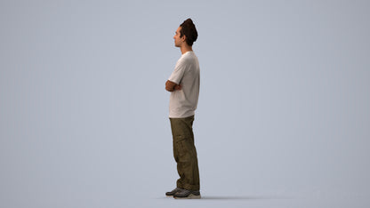 realistic 3D man casual standing, scanned archviz people for Blender and 3ds Max, three-quarter view render