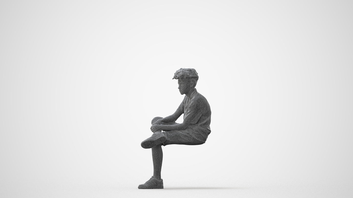 scanned 3D boy casual kids, photogrammetry people for Enscape and V-Ray, square thumbnail