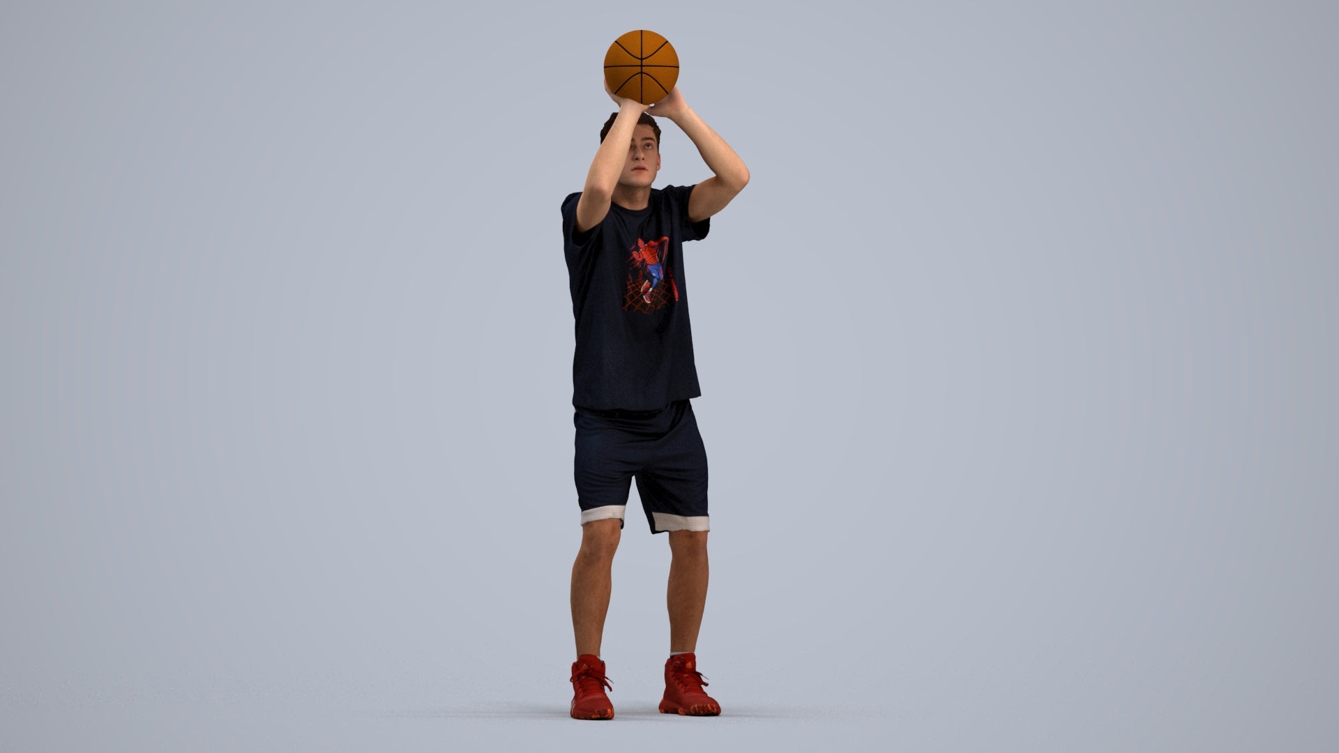 3D people model man sport, scanned human for 3ds Max rendering, standing pose render