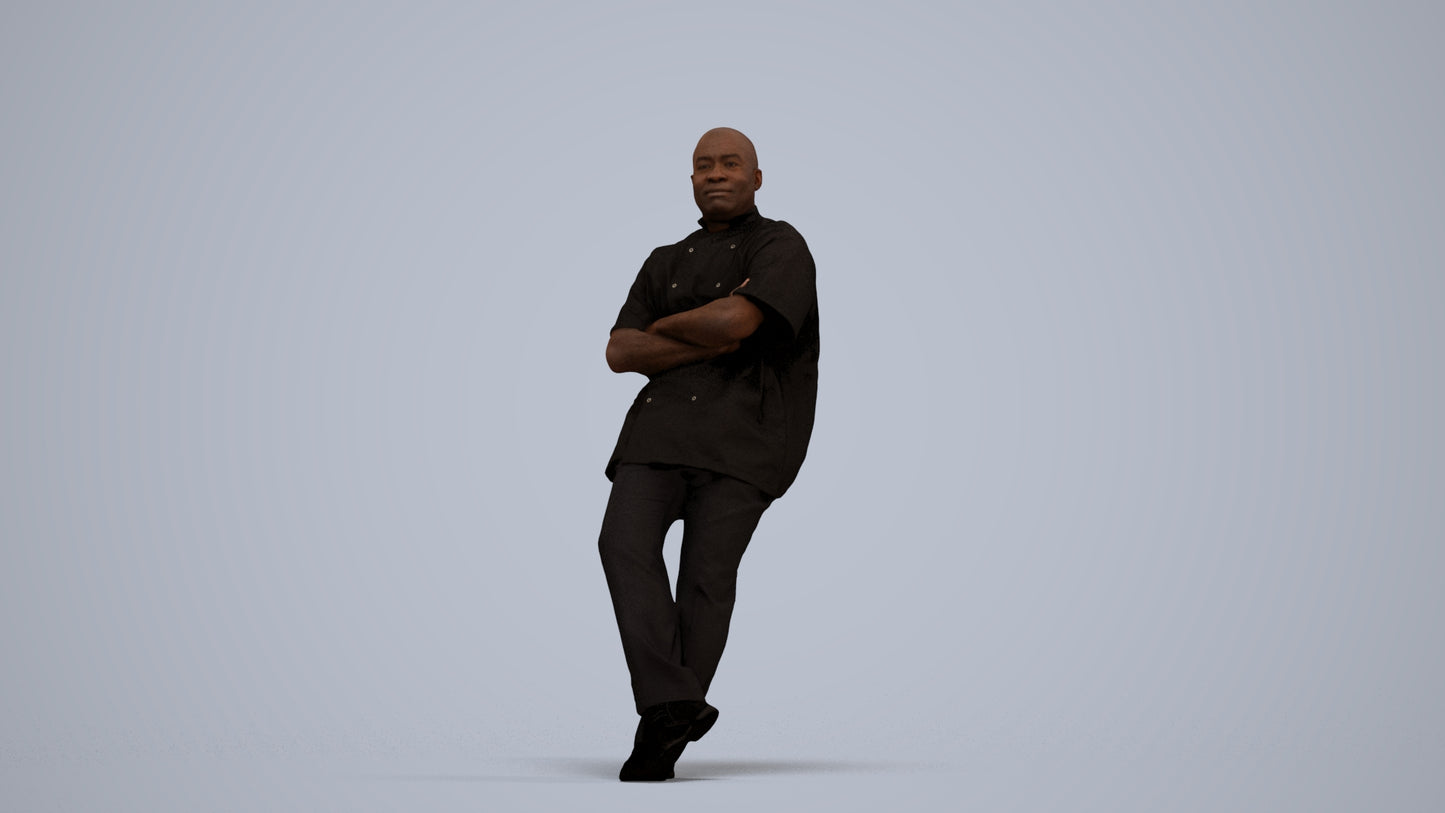 3D scanned man hospitality, photorealistic archviz people for Enscape and SketchUp, standing pose render
