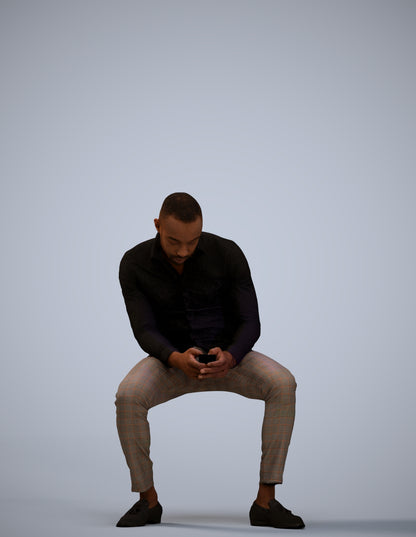 3D people model man business sitting, scanned human for 3ds Max rendering